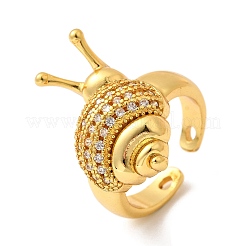 Открытые манжеты из латуни с микропаве и прозрачным цирконием для женщин&nbsp;RJEW-I111-03G-01