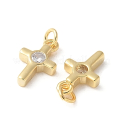 Латунные микропаве прозрачные подвески с фианитом&nbsp;KK-Q031-35G-02