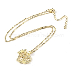 Ожерелья с подвеской в форме сердца из нержавеющей стали 304 с кубическим цирконием NJEW-H029-01G-M