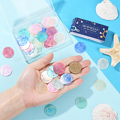 42 шт. 7-х цветные подвески из натуральной ракушки капиз&nbsp;BSHE-SC0001-30