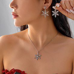 Комплект из ожерелья и серег-гвоздиков из сплава со стразами и снежинкой для женщин FS-WGDD9A4-06