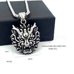 Винтажный панк-кулон в виде головы дракона из нержавеющей стали 304 для мужчин.&nbsp;WI9275