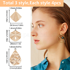 12 шт. 3 стиля латунных текстурированных подвесок&nbsp;KK-BC0013-74