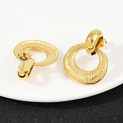 Плоские круглые серьги-гвоздики из нержавеющей стали 304 EJEW-K268-31G