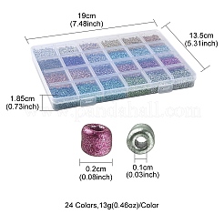 312 г 24 цвета 12/0 стеклянных бисера с краской для выпечки&nbsp;SEED-YW0002-24