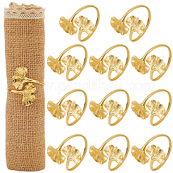 Железные кольца для салфеток из листьев гинкго&nbsp;AJEW-WH20070-110G