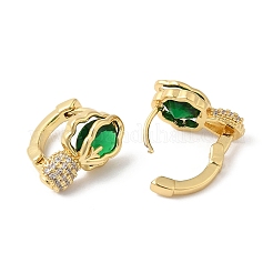 Серьги-кольца с кубическим цирконием и стеклом EJEW-F316-05G