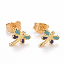 Серьги-гвоздики из нержавеющей стали 304 с эмалью EJEW-C019-02