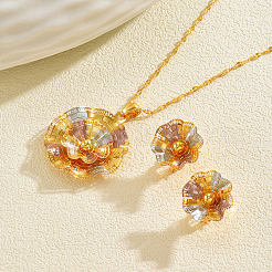 Комплекты из винтажных латунных серег-гвоздиков и ожерелий с подвесками в виде цветов для женщин&nbsp;EL3968