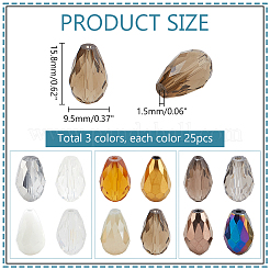 3 пакетик 3-х цветных прозрачных стеклянных бусин сегментированные разноцветные бусины GLAA-PH0003-36A