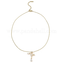 Птица латунь микро проложить кубического циркония кулон ожерелья NJEW-E105-20KCG