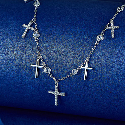 Элегантные женские ожерелья-нагрудники с кисточками из серебра 925 пробы с микропаве из прозрачных кубических цирконий RC3596