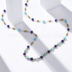 Ожерелья из нержавеющей стали 304 и стеклянных бусин NJEW-U026-16G