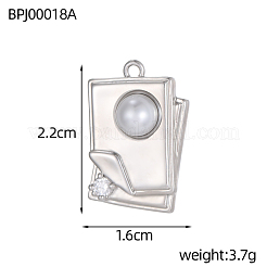 Прямоугольные подвески из нержавеющей стали 304 с прозрачным кубическим цирконием STAS-OY004-22P