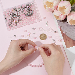 Наборы для изготовления браслетов из сплава своими руками на тему розовой ленты для осведомленности о раке груди&nbsp;DIY-PH0031-87