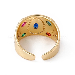 Красочный кубический цирконий овальной формы с открытым кольцом-манжетой в виде солнца RJEW-B043-15