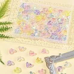 98шт 7 цвета прозрачные акриловые бусины с УФ-покрытием MACR-FS0002-17