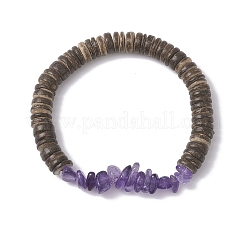 10 шт. 10 стильных эластичных браслета из натуральных смешанных драгоценных камней и кокосовых бусин для женщин и мужчин BJEW-JB12598