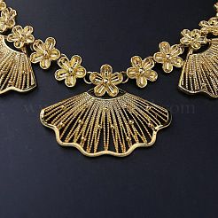 Ожерелья и серьги-кольца из сплава в форме веера и цветка FS-WGC1D3A-01