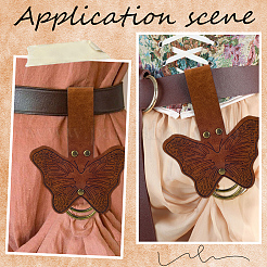 Подвеска в виде бабочки из искусственной кожи в стиле средневековья с кольцом из сплава&nbsp;HJEW-WH20012-09B