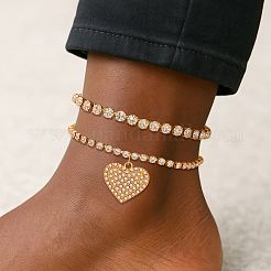 3 сумка 3 цвета железный кристалл стразы теннисные браслеты на ногу наборы для женщин&nbsp;AJEW-HY0002-69