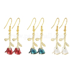 3 пара сережек-подвесок в форме цветка из латуни&nbsp;EJEW-YW00003