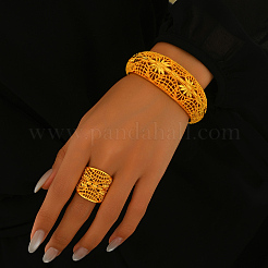 Винтажный сплав полые резные цветочные браслеты-манжеты и кольца наборы для женщин свадьба&nbsp;HJ5004