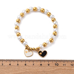 201 браслет из нержавеющей стали с круглыми бусинами BJEW-C090-03G-B