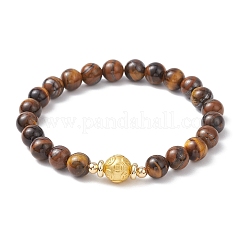 Эластичные браслеты из натурального тигрового глаза для пары&nbsp;BJEW-JB12178