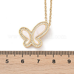 Ожерелья с подвесками из латуни с микропаве и кубическим цирконием NJEW-C076-11G