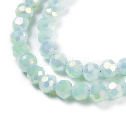 Граненые (32 грань) круглые нити стеклянных бусин с гальваническим покрытием EGLA-J130-FR17