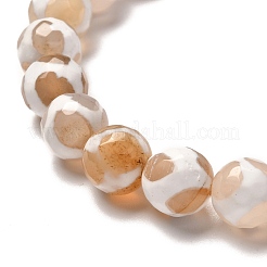 Тибетский стиль черепаха назад узор дзи натуральный тибетский агат стрейч браслет для мужчин и женщин BJEW-JB06716