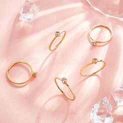 5 шт. 5 стильных плоских круглых перстней со стразами&nbsp;RJEW-UN0001-08