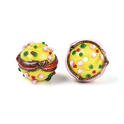 Бусины ручной работы в технике лэмпворк с неровностями&nbsp;LAMP-T022-05F