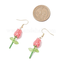 Серьги-подвески в виде цветка из нержавеющей стали и стекла EJEW-MZ00574-04