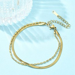 Браслеты-змейки из нержавеющей стали 304&nbsp;BJEW-C084-03G