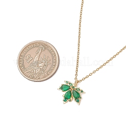 Подвеска в виде кленового листа из латуни с кубическим цирконием&nbsp;NJEW-JN05901-02