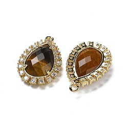 Натуральные граненые подвески-капли из тигрового глаза&nbsp;G-I375-01G-21