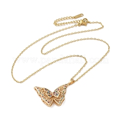 Ожерелья с подвеской из латуни с микропаве и кубическим цирконием для женщин NJEW-E106-06KCG-02