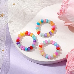 Женские растягивающиеся кольца из натуральных пресноводных ракушек в форме ронделла RJEW-JR00741