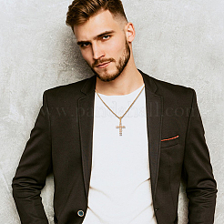 4 шт. 4 стиля ожерелья с подвесками-крестами из нержавеющей стали 304 с кубическим цирконием и латунными цепочками&nbsp;NJEW-AN0001-81