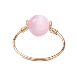 Круглые кольца на палец из натурального селенита&nbsp;RJEW-TA00127