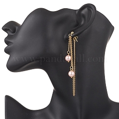 Серьги-гвоздики с круглыми бусинами-кисточками из нержавеющей стали 304 EJEW-JE06663