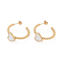 Вакуумное покрытие 304 нержавеющая сталь серьги-гвоздики в форме сердца для женщин EJEW-R002-03G