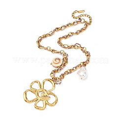 Ожерелья с подвесками-цветами из нержавеющей стали 304 NJEW-Z096-02G