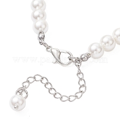 Женский браслет из круглых бусин с ракушками и латунными стразами&nbsp;BJEW-JB12871