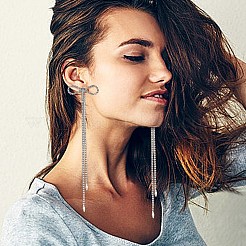 2 пара двухцветных серег-гвоздиков с бантом из сплава и булавками из стерлингового серебра&nbsp;EJEW-AN0004-89