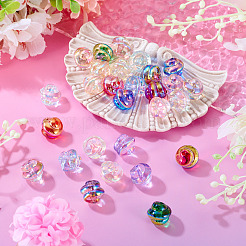 28 шт. 14-х цветные прозрачные акриловые бусины с гальваническим покрытием&nbsp;TACR-TA0001-72