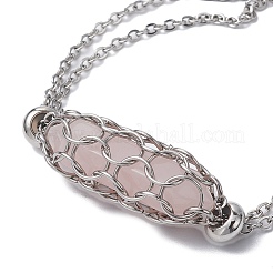 Браслеты с пулями из натурального розового кварца&nbsp;BJEW-JB09813-01