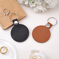2 шт. 2-цветные плоские круглые кожаные брелки-чехлы для фотокарт&nbsp;AJEW-CL0002-43